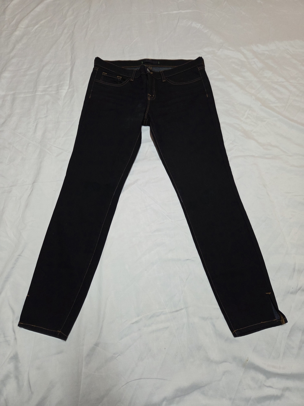 J Brand Dark Black Skinny Jeans with Contrast Stitching